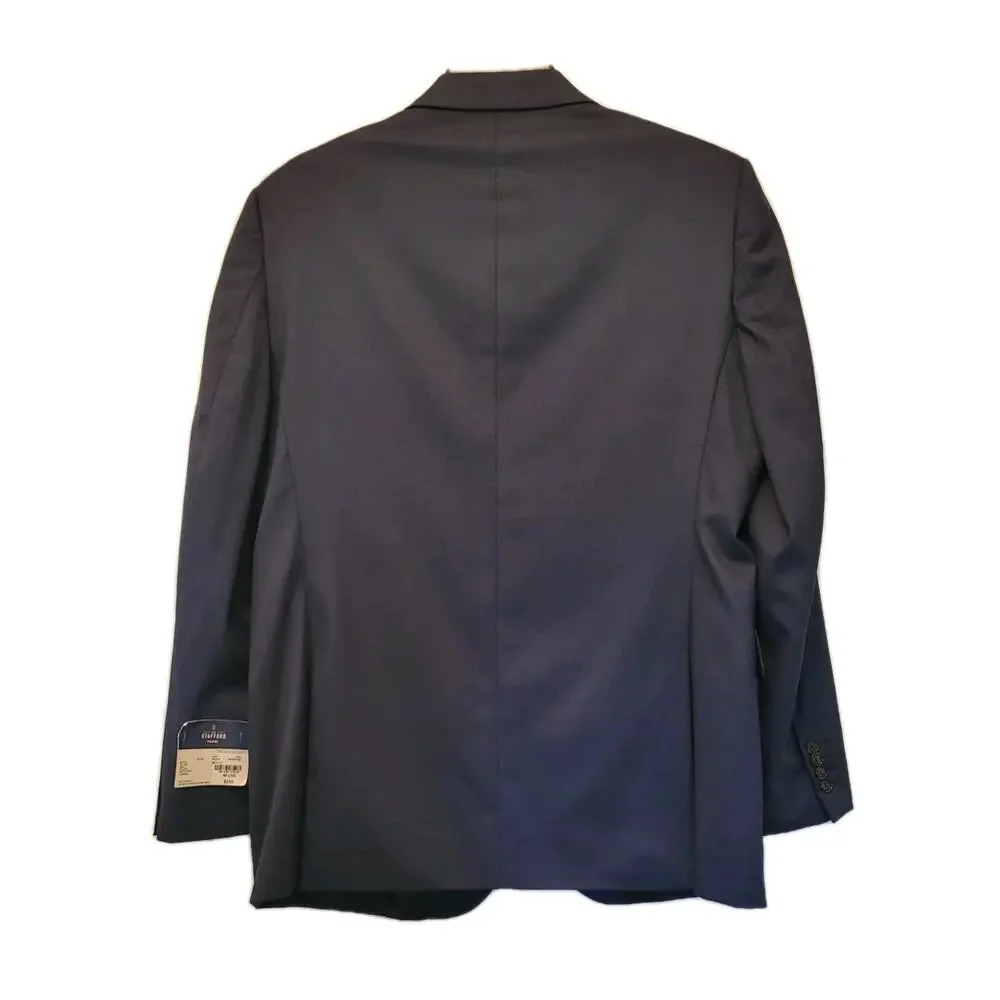 NWT Stafford 46L Blue Sport Coat Blazer Jacket Solid Polyester/Wool Traveld